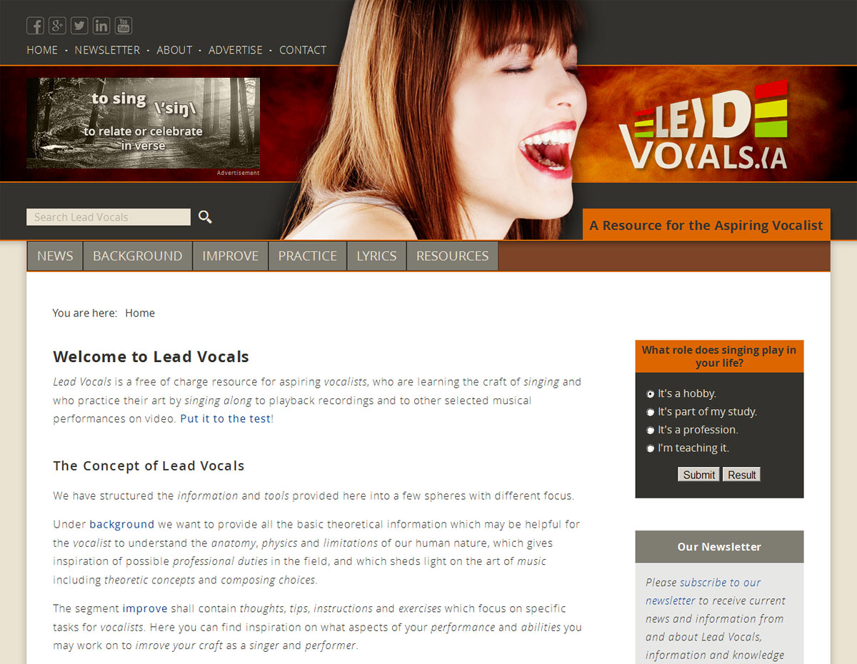 Lead Vocals · A Resource for the Aspiring Vocalist