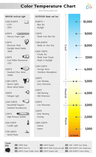 Color Temperature Chart (on white background)